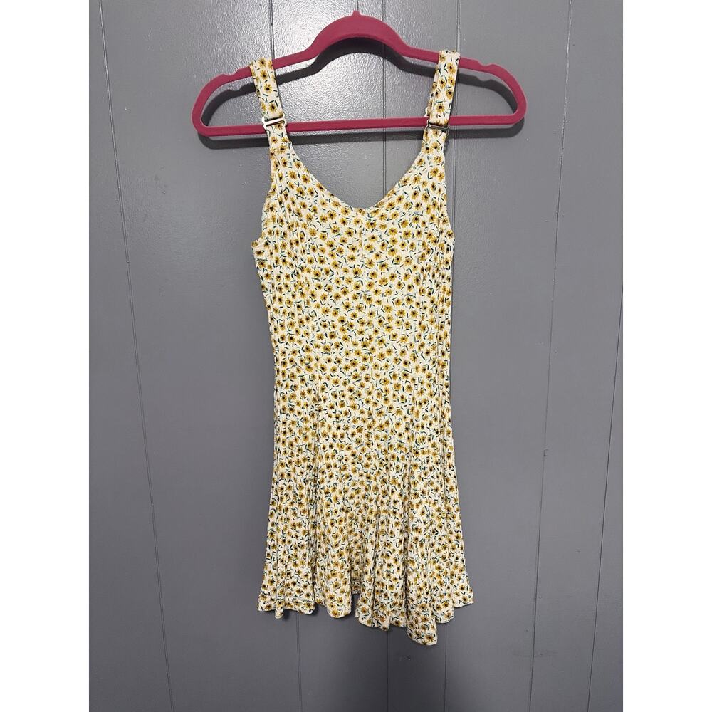 Vintage Next Left White Yellow Ditzy Floral Ribbed Knit Y2K 90s Romper M